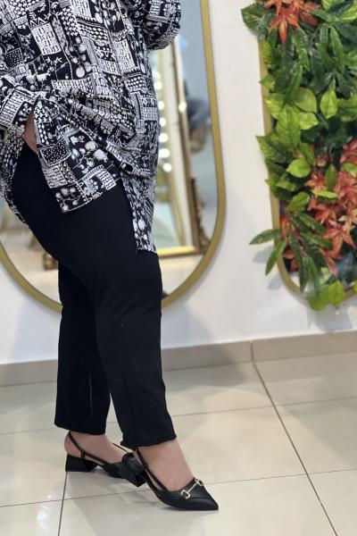 Büyük Beden Yazlık Havuç Model Siyah Renk Siyah