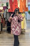 Büyük Beden Zebra Gömlek Mürdüm Beyaz