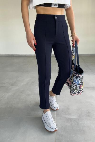 Büyük Beden Zara Krep Kumaş Lacivert Cımalı Pantolon Lacivert