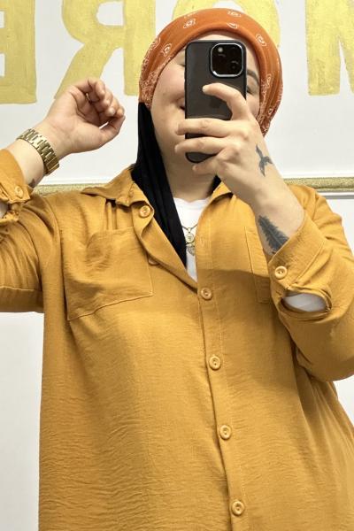 Büyük Beden Aerobin Takım Hardal Sarısı Hardal Sarısı