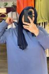Büyük Beden Sweatshirt İki İplik Mavi Renk