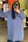 Büyük Beden Sweatshirt İki İplik Mavi Renk