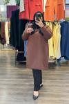 Büyük Beden Sweatshirt İki İplik Kahve Renk