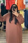 Büyük Beden Sweatshirt İki İplik Kahve Renk