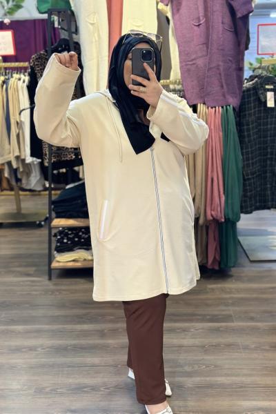 Büyük Beden Giy Çık İki İplik Kumaş bej Bej