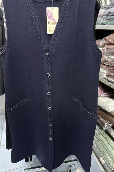 Büyük Beden Yelek  Çelik Kumaş Lacivert