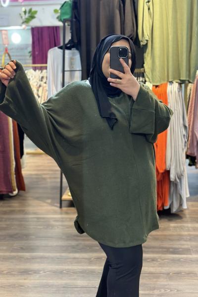 BÜYÜK BEDEN HAKİ POLAR KAZAK Haki