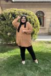 Büyük Beden Aerobin Gömlek Camel