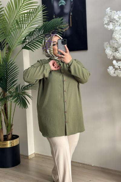 Büyük Beden Aerobin Gömlek Yeşil YEŞİLL