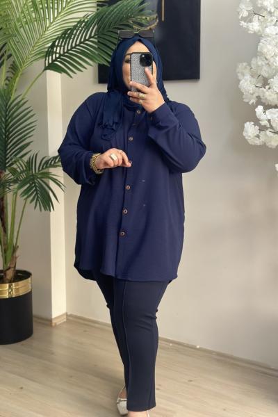 Büyük Beden Aerobin Gömlek Lacivert LACİVERTT