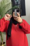 Büyük Beden Tunik Bürümcük Kumaş Kırmızı