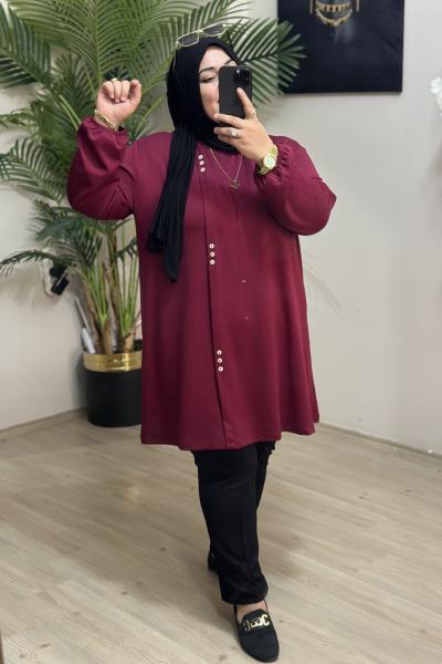 Büyük Beden Oysho  Tunik Yazlık Bordo Bordo