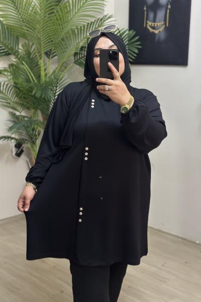 Büyük Beden Oysho Tunik Yazlık Siyah Siyah