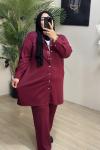 Büyük Beden Takım ÇıtÇıt Model Bordo