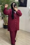 Büyük Beden Takım ÇıtÇıt Model Bordo