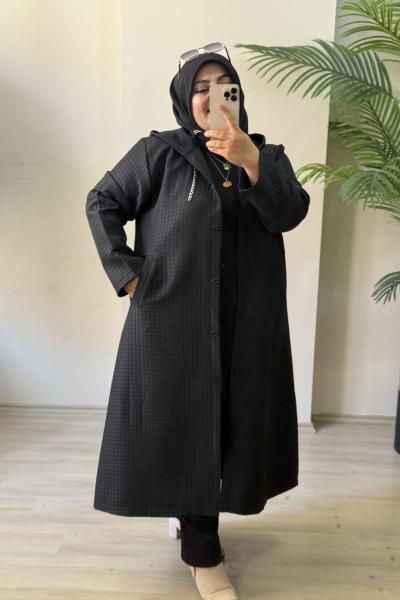 Büyük Beden Giy Çık Kapitone Kumaş Siyah