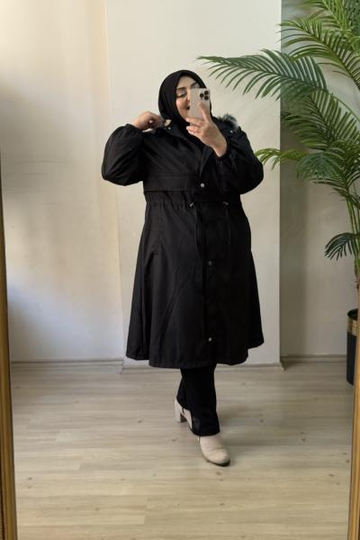Büyük Beden Mont Siyah  Siyah