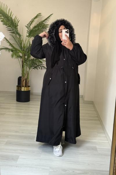 Büyük Beden Mont 130 cm Siyah