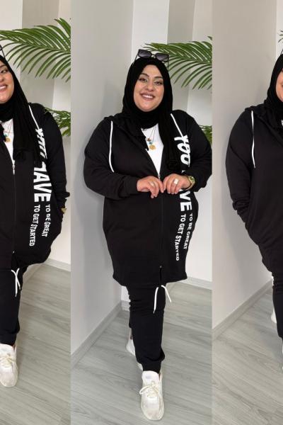 Büyük Beden Siyah Giyçık Takım Siyah