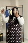 Büyük Beden Yelek Takım Siyah Puantiyeli Siyah Beyaz