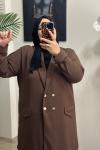Büyük Beden Blazer Çeket Kahverengi Kahverengi