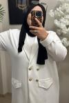 Büyük Beden Blazer Çeket Beyaz Beyaz