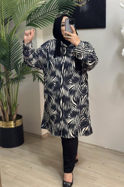 Byük beden Zebra desenli gömlek