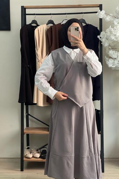 Etek Takım Gri Renk Gri