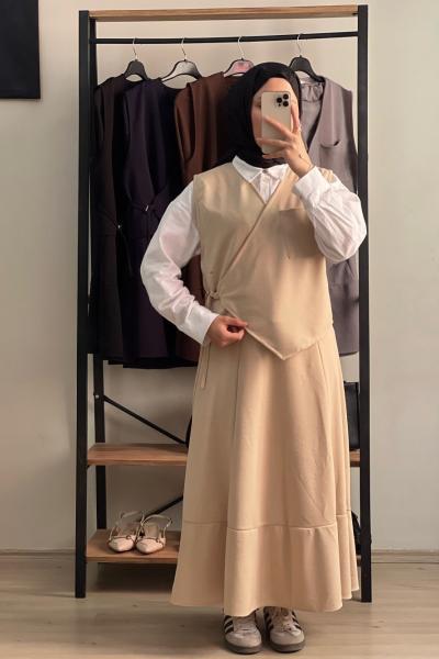 Etek Takım Bej Renk Bej