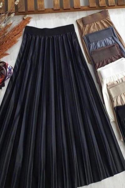 Plileli Etek Siyah Renk SIYAHH