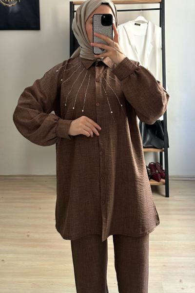 Taşlı TakımKahverengi Renk Kahverengi