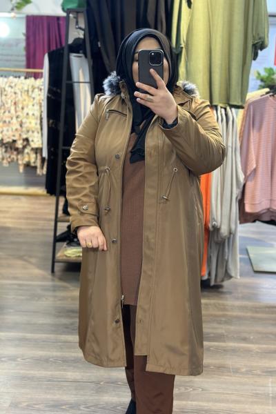 ÜST FERMUARLI KÜRKLÜ MONT KAHVERENGİİ